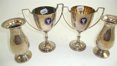 Lot 19 - Pair of Elkington plated trophy vases, presented to 'North Liverpool MCC Races 1926, H Hudson'...