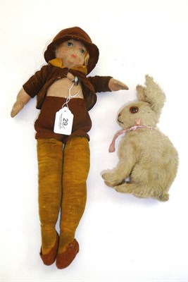 Lot 29 - Nora Wellings type doll and plush rabbit
