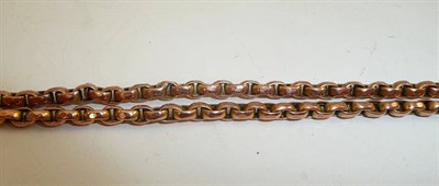 Lot 88 - A late Victorian guard chain, with applied plaque '9CT'