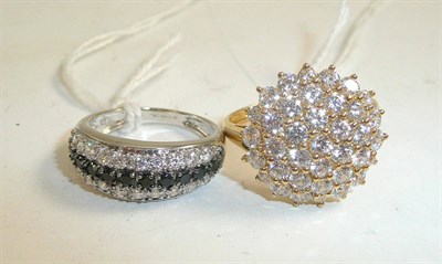Lot 94 - Two 14ct gold cubic zirconia cluster rings