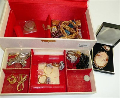 Lot 101 - Quantity of costume jewellery and a Columbia record player