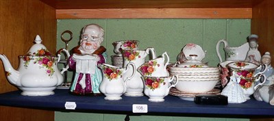 Lot 108 - A Royal Albert part service, three Lladro figures (a.f.), figural jar and cover, small jug and...