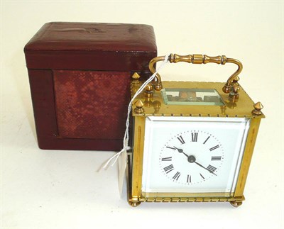 Lot 134 - A carriage timepiece, cased