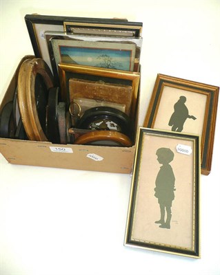 Lot 150 - A box of silhouettes and portrait miniatures, small frames etc