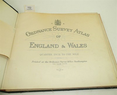 Lot 152 - Ordnance Survey Atlas of Great Britain, Quarter Inch to mile, lined backed maps 1922, large 4to...