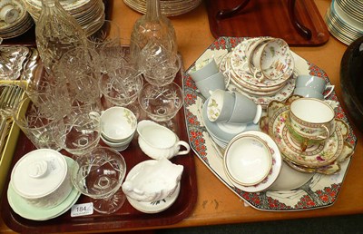 Lot 184 - A tray of decorative ceramics including Royal Worcester, Coalport etc, glassware and a Crown...