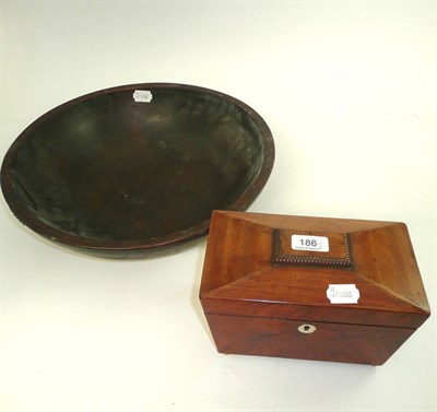 Lot 186 - Treen bowl and a mahogany tea caddy