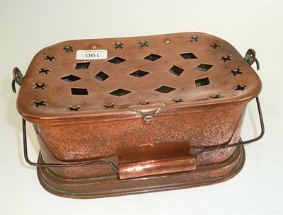 Lot 190 - A copper foot warmer, stamped 'A.H Souvenir'