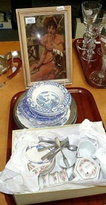 Lot 192 - Four early 19th century pewter plates, two bowls, a crystoleum of a young lady,...