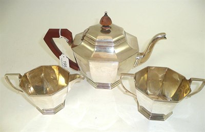 Lot 195 - Matched silver three piece tea set