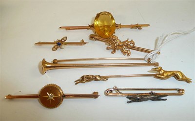 Lot 223 - Assorted pin brooches and tie bars
