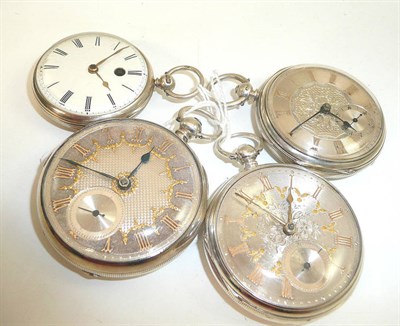 Lot 224 - Four silver open faced pocket watches