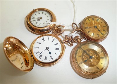 Lot 230 - Four fob watches stamped '14k' and '375'