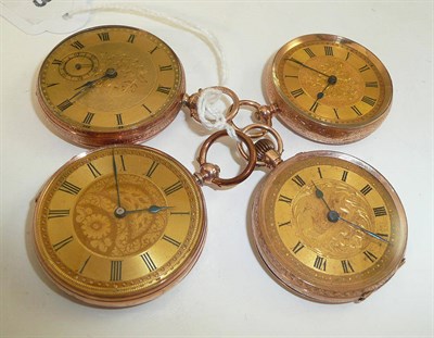 Lot 234 - Four fob watches stamped '9k', '375' and 'kIX'