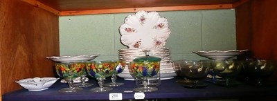 Lot 266 - A floral pottery dessert set, a Continental dish and various sundae dishes