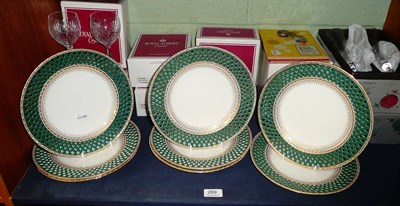 Lot 269 - A set of eight Minton dessert plates with lattice pierced borders, a set of fourteen Royal...