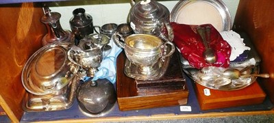 Lot 270 - Quantity of assorted silver plate including tea service, flatware, fish cutlery, quantity of...