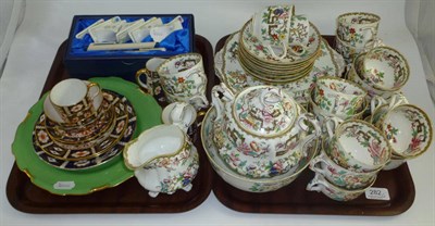 Lot 282 - A Royal Crown Derby plate depicting a castle by W.E.J Dean, Royal Crown Derby cups and saucers, tea