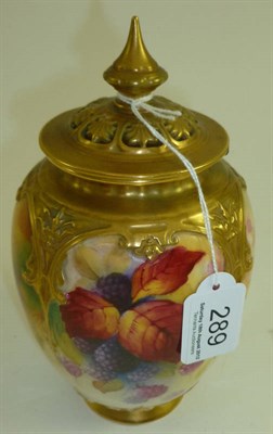 Lot 289 - A Royal Worcester vase decorated with Autumn flowers and fruit by Kitty Blake