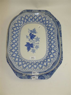 Lot 340 - Two Spode blue and white meat plates and a Staffordshire stoneware china blue and white meat...