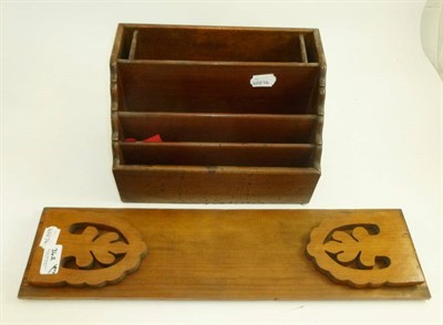 Lot 342 - A mahogany correspondence rack, sliding book trough, mantel clock, four gilt metal horses etc