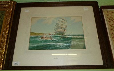 Lot 385 - A D Bell framed watercolour seascape 'Off the Dart'