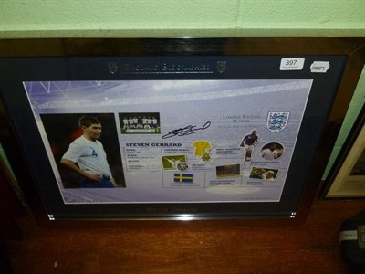 Lot 397 - A signed limited edition Steven Gerrard England biographies montage, no. 74/150, framed and...