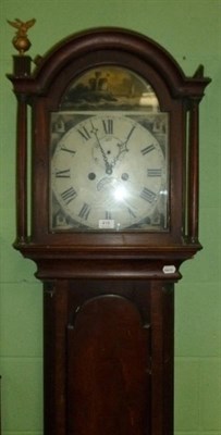 Lot 419 - An eight day mahogany longcase clock with re-painted enamel dial