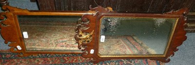 Lot 421 - A walnut fret carved wall mirror and a mahogany fret carved wall mirror (2)