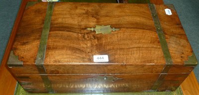 Lot 444 - Walnut brass bound writing slope