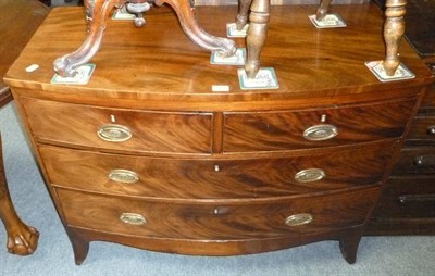 Lot 462 - Bow fronted mahogany three height chest of drawers of small proportions