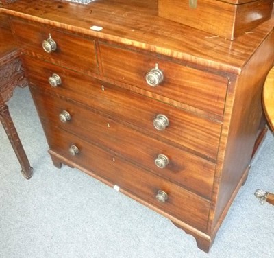 Lot 468 - A 19th century mahogany straight front chest of two short and three long graduated drawers with...