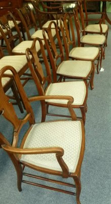 Lot 474 - Six piece Edwardian mahogany salon suite, including two elbow chairs