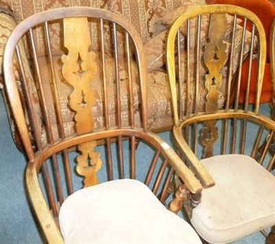 Lot 485 - Two similar ash and elm Windsor chairs