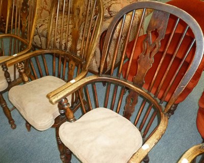 Lot 486 - A matched pair of ash and elm Windsor chairs