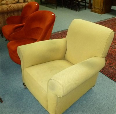 Lot 488 - A yellow upholstered easy chair and two upholstered nursing chairs (3)