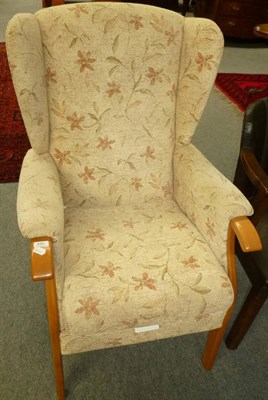 Lot 490 - Modern upholstered wing armchair