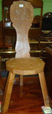 Lot 509 - A Thomas 'Gnomeman' Whittaker carved oak spinning chair