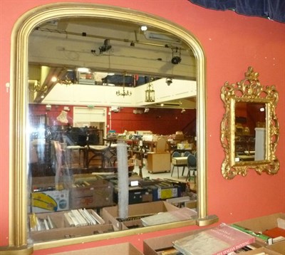 Lot 601 - A Victorian gilt overmantel mirror and a smaller gilt mirror