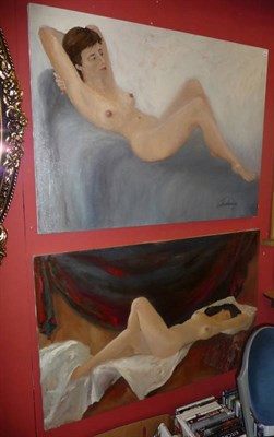 Lot 602 - Two modern oils on canvas, nude portraits by Bellinda Healey