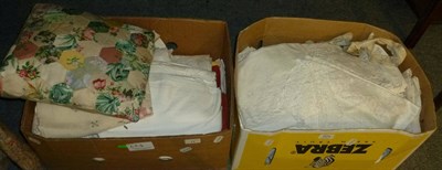 Lot 624 - Assorted white linen and textiles (two boxes)