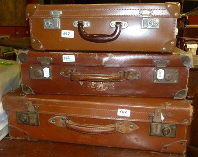 Lot 642 - Decoupage screen, three suitcases, quilts etc