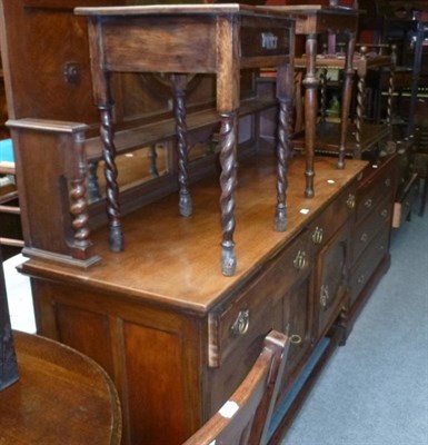 Lot 647 - A collection of early 20th century furniture including a sideboard, table and four chairs,...