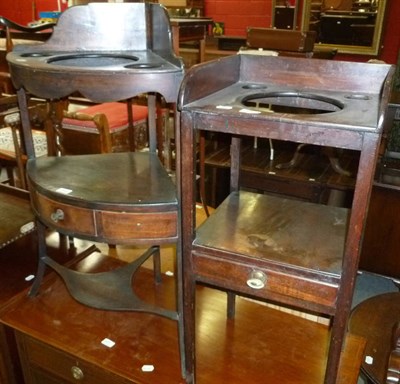 Lot 649 - A mahogany corner washstand and another mahogany washstand