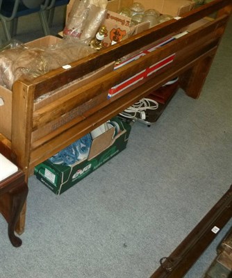 Lot 699 - Stained pine pew with open back and piano stool