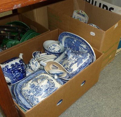 Lot 752 - Blue and white pottery etc (in two boxes)