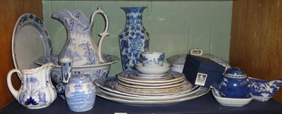 Lot 109A - A blue and white jug and bowl, meat plates, vases etc