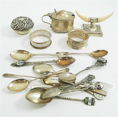 Lot 3 - Quantity of crested silver teaspoons, napkin rings, knife rest