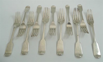 Lot 25 - Twelve assorted Georgian and later silver forks
