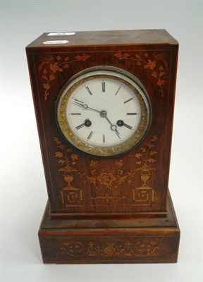 Lot 63 - An inlaid rosewood mantel clock